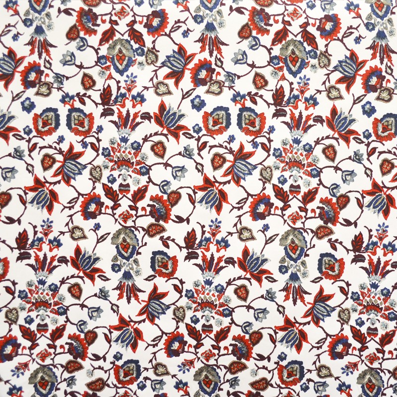 Printed Cotton Fabric Flower Outline Red - Ribes y Casals