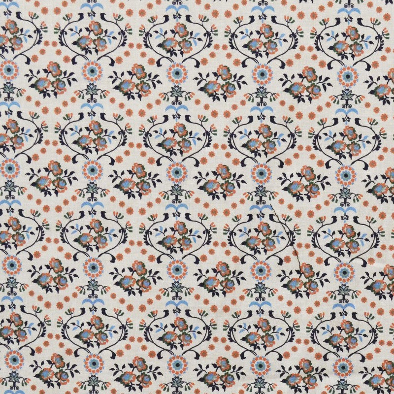 Printed Cotton Fabric White Flowers - Ribes y Casals