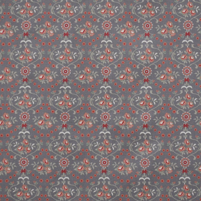 Printed Cotton Fabric Grey Flowers - Ribes y Casals