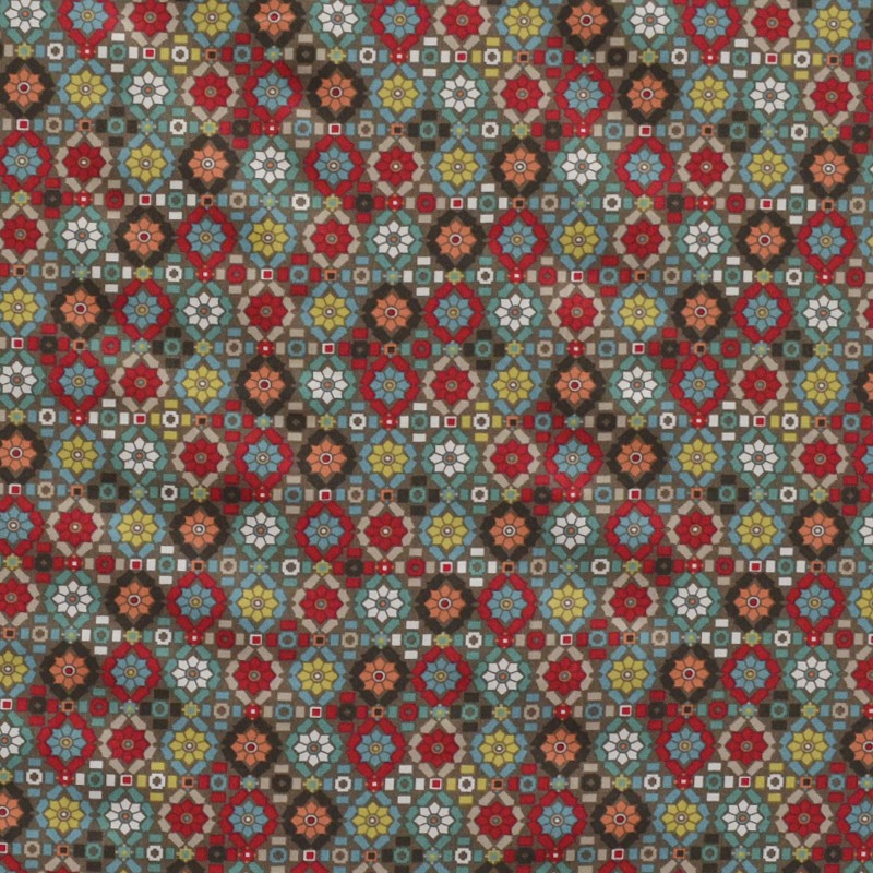 Cotton Fabric Mosaic Print Multicolour Check - Ribes y Casals