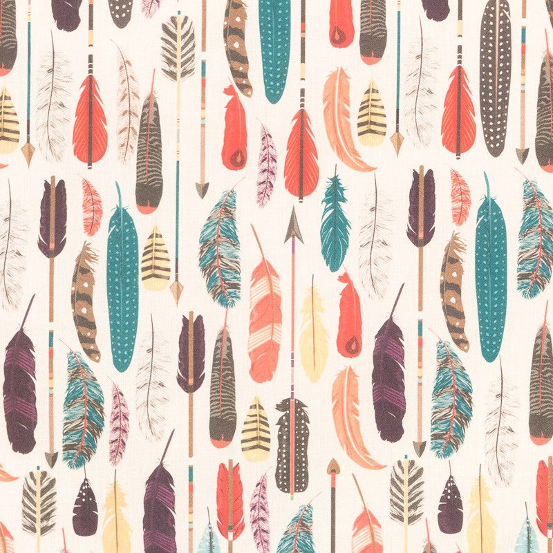 Cotton Printed Indian Feather Ecru - Ribes y Casals