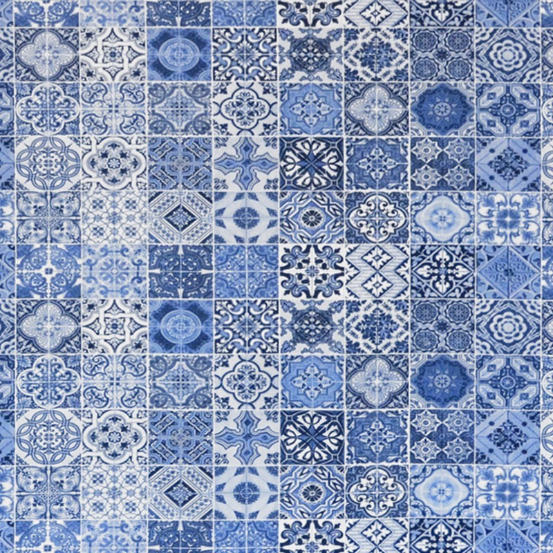 Cotton Printed Mosaic Blue - Ribes y Casals