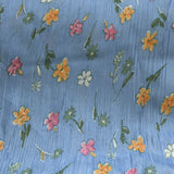 Pleated Bambula Fabric Flower Blue Background - Ribes y Casals