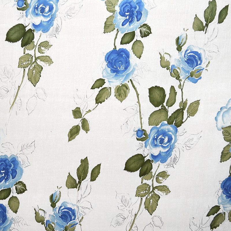 Bambula Silk Fabric Blue Flowers - Ribes y Casals