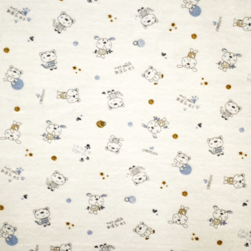 Baby Velvet Jersey Kitties Blue - Ribes y Casals
