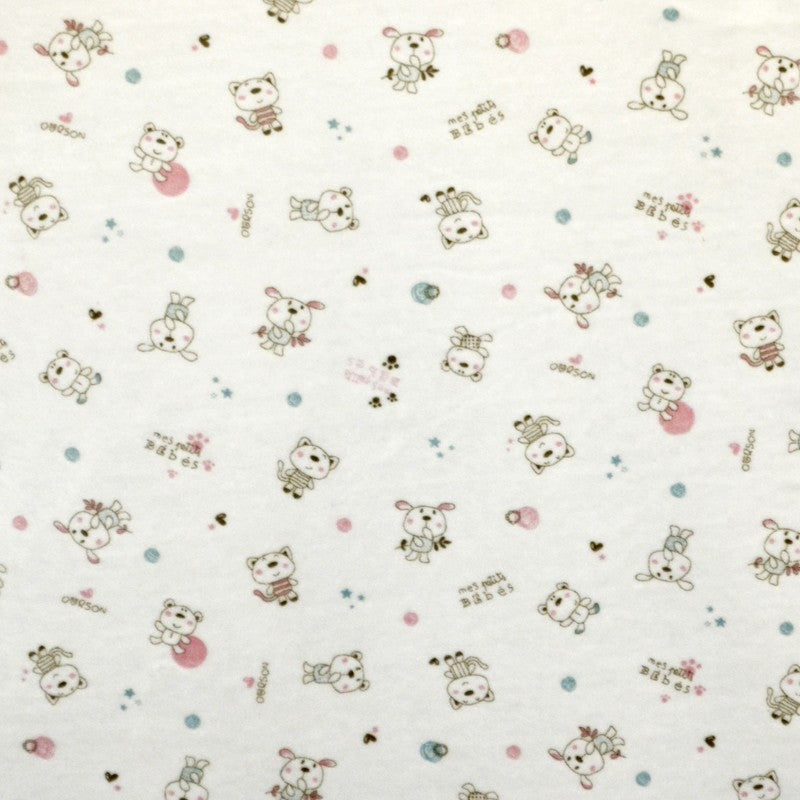 Baby Velvet Jersey Kitties Pink - Ribes y Casals