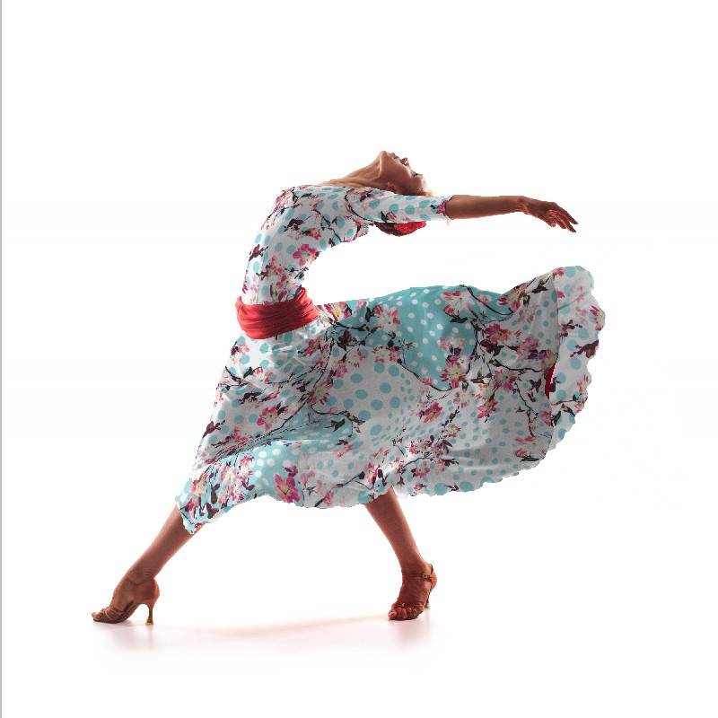 Bistretch Fabric Flamenco Aqua - Ribes y Casals