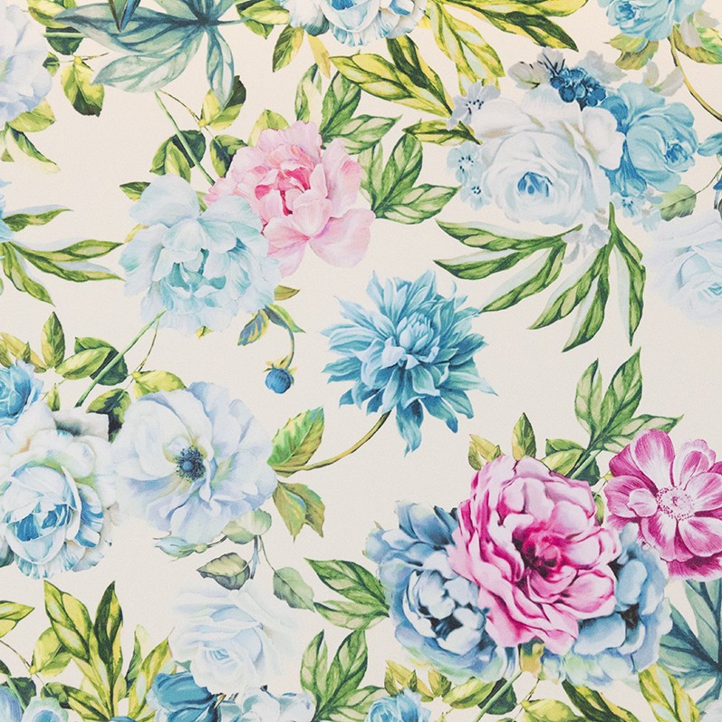 Bi Stretch Tropical Flowers Ecru - Ribes y Casals