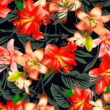 Bistretch Fabric Hibiscus Black - Ribes y Casals