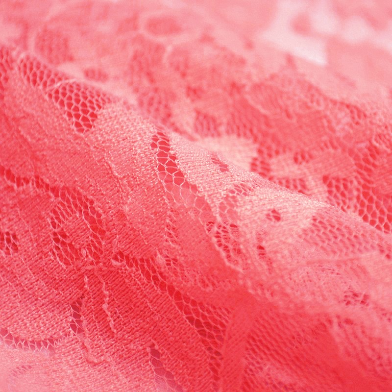 Elastic Lace Fabric Neon Coral - Ribes y Casals