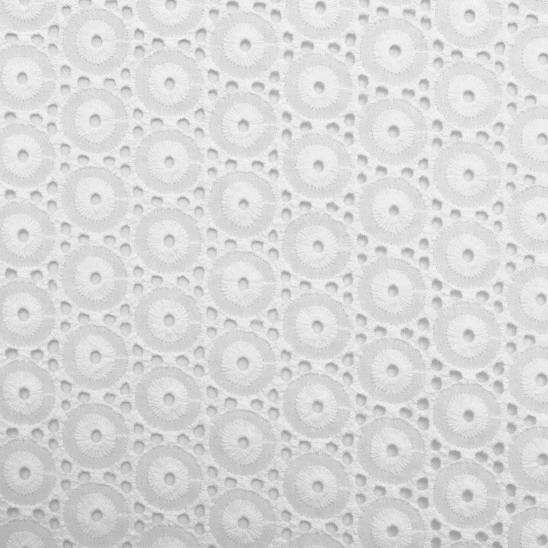 Tela Bordado Suizo Esferas Blanco - Ribes y Casals