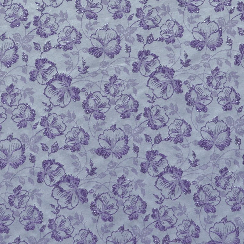 Brocade Fabric Metallic Flower Lilac - Ribes y Casals