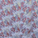 Brocade Fabric Gold Metal Red Blue-grey Background - Ribes y Casals