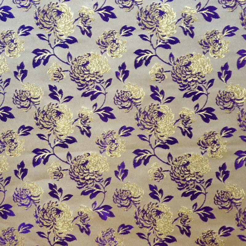Brocade Fabric Flower Purple - Ribes y Casals