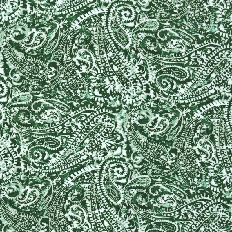 Tela Crepe Estampada Flor Pequeña Oriental Verde - Ribes y Casals
