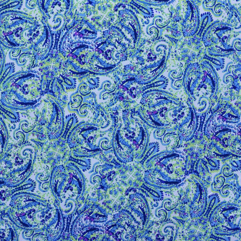 Tela Crepe Estampada Flor Pequeña Oriental Verde - Ribes y Casals