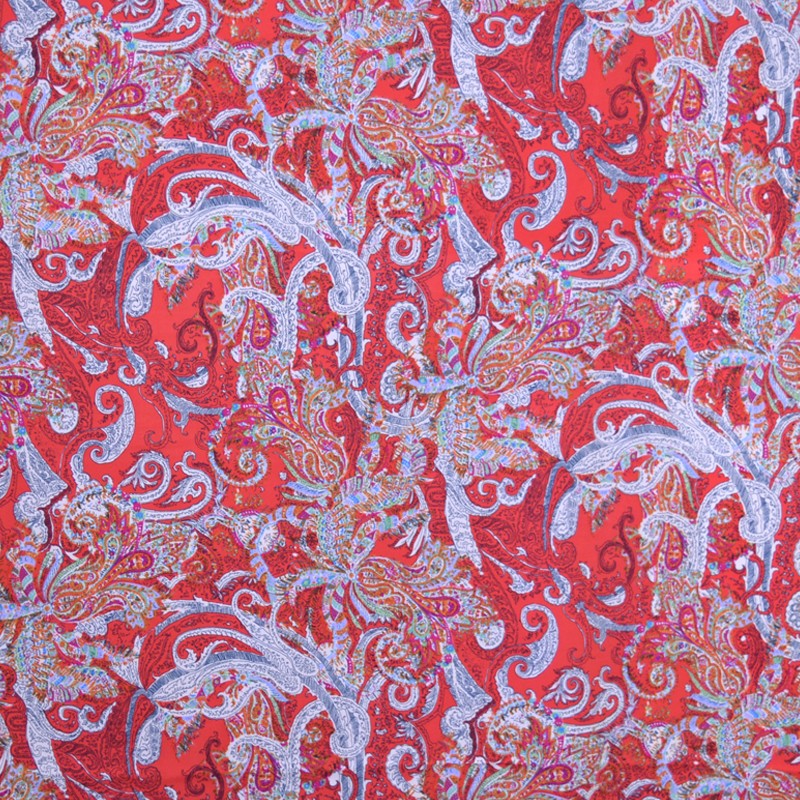 Tela Crepe Estampada Flor Pequeña Oriental Verde - Ribes y Casals