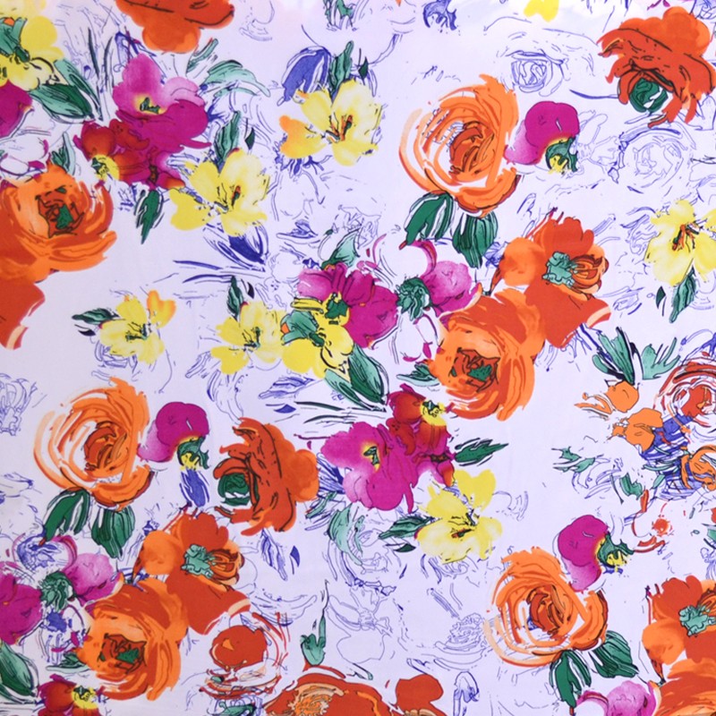 Tela Crepe Estampada Flor Pequeña Oriental Verde - Ribes y Casals