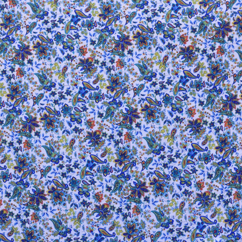 Tela Crepe Estampada Flor Pequeña Oriental Verde - Ribes y Casals