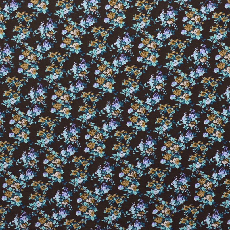 Tela Crepe Estampada Flor Pequeña Oriental Verde - Ribes y Casals