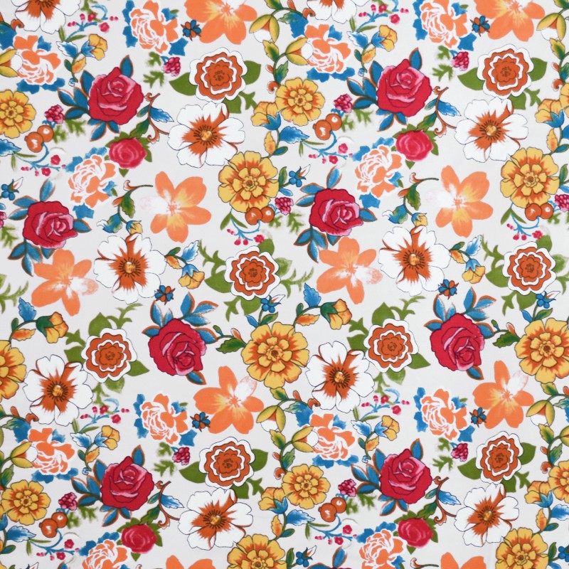 Tela Crepe Estampada Flor Pequeña Oriental Verde - Ribes y Casals