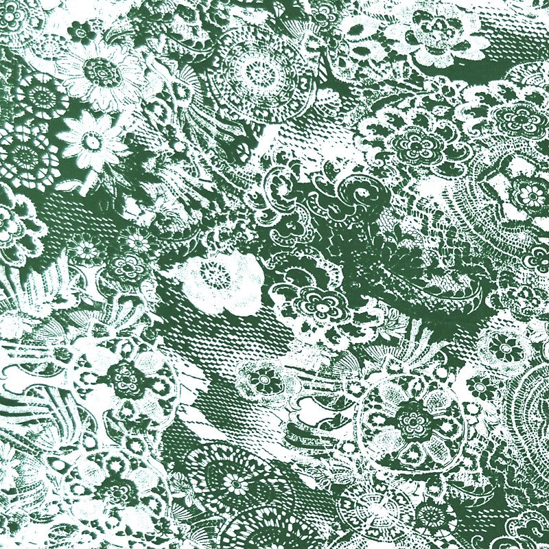 Tela Crepe Estampada Flor Pequeña Oriental Verde - Ribes y Casals