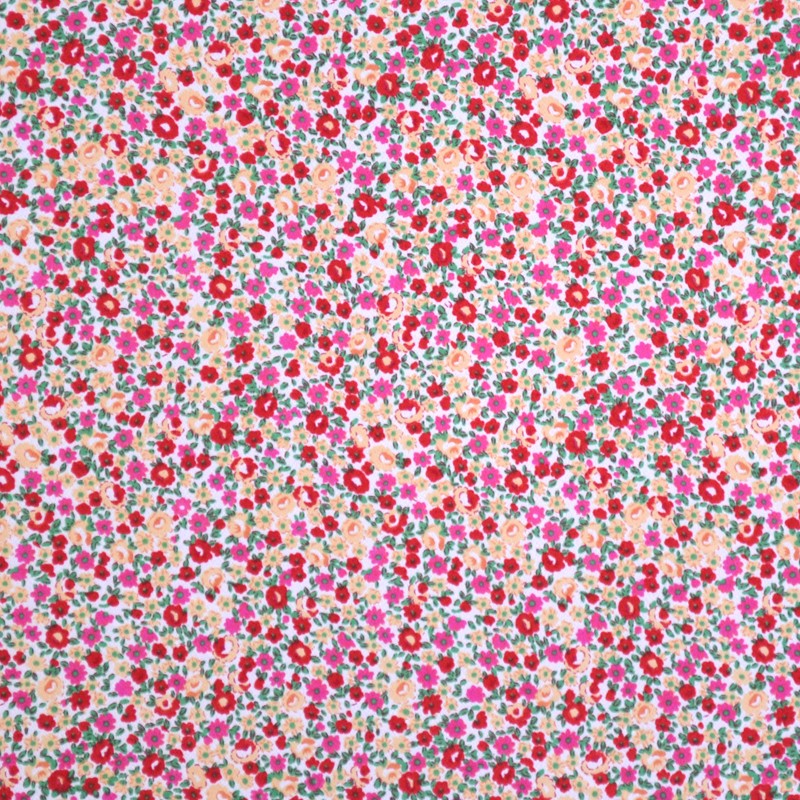 Tela Crepe Estampada Flor Pequeña Oriental Verde - Ribes y Casals