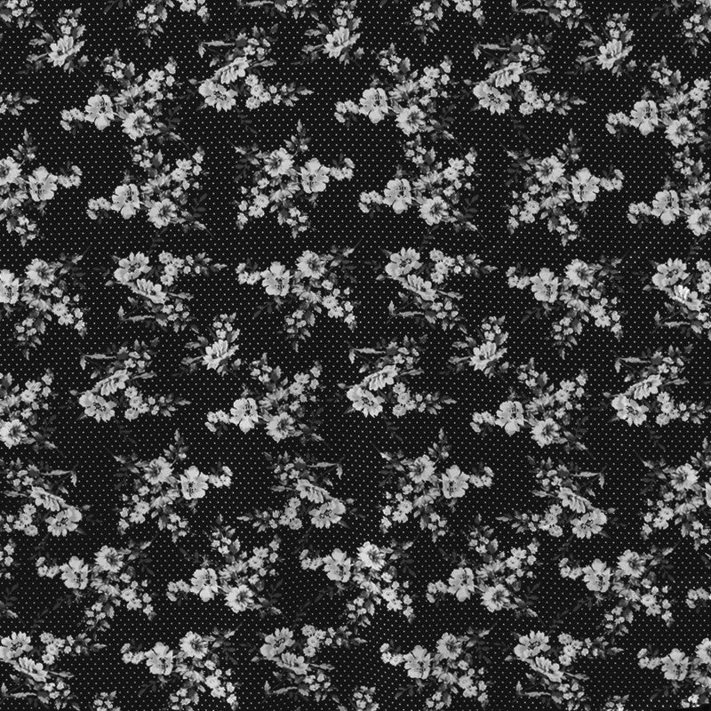 Tela Crepe Estampada Flor Pequeña Oriental Verde - Ribes y Casals