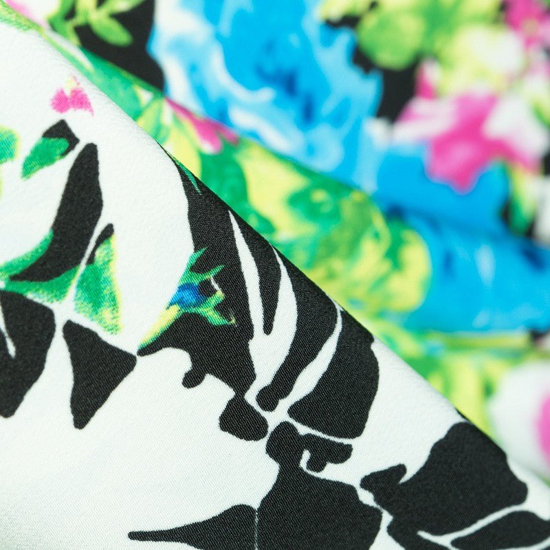 Crepe Flowers Cotton Cloth Black - Ribes y Casals