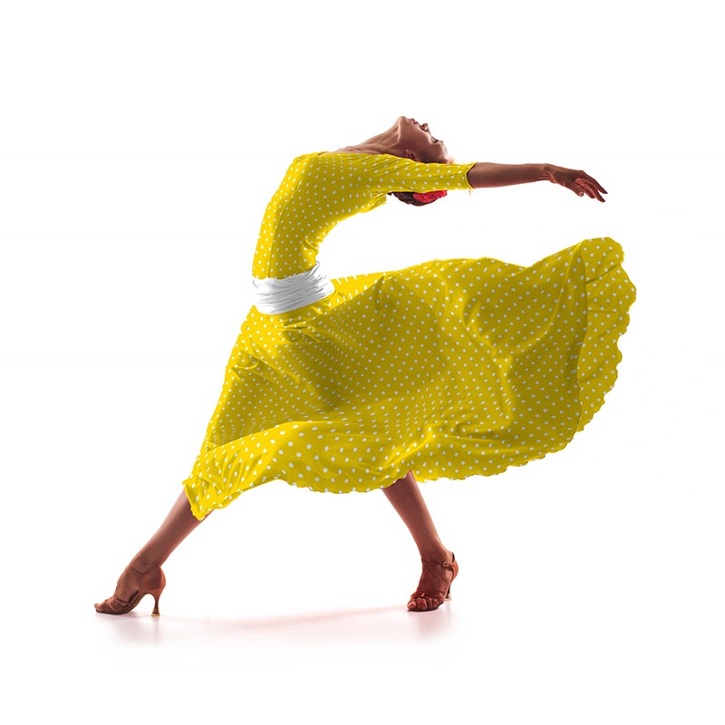 Crepe White Dots Yellow Background 7 mm - Ribes y Casals