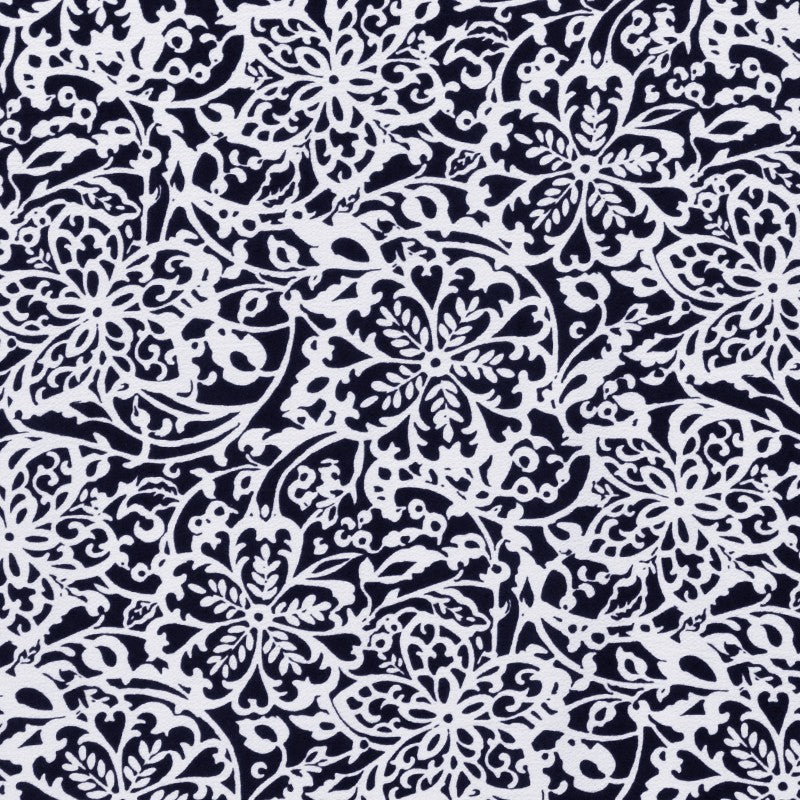 Morroccan Crepe Flowers Navy Blue - Ribes y Casals