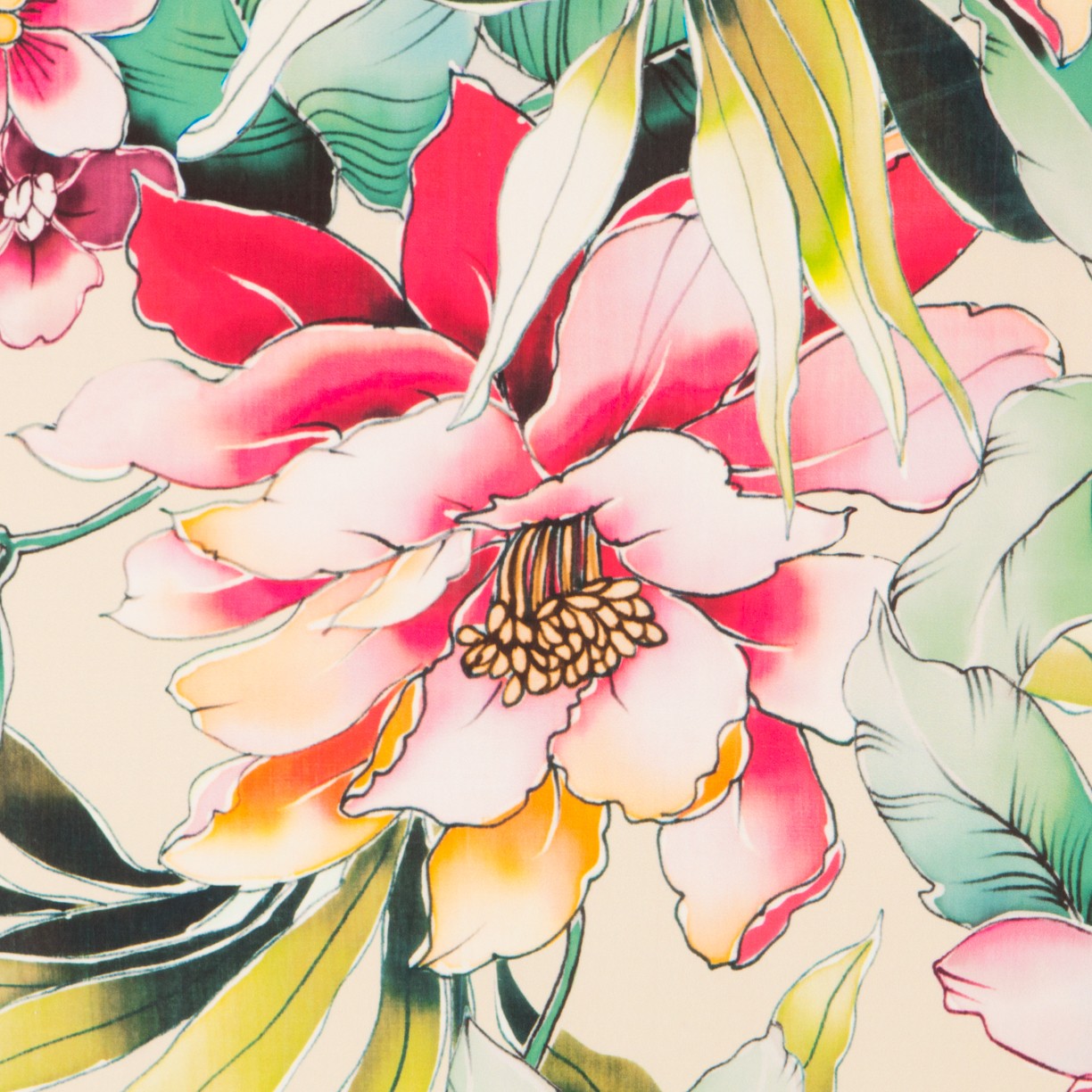 Crepe Tropical Flowers Multicolour - Ribes y Casals