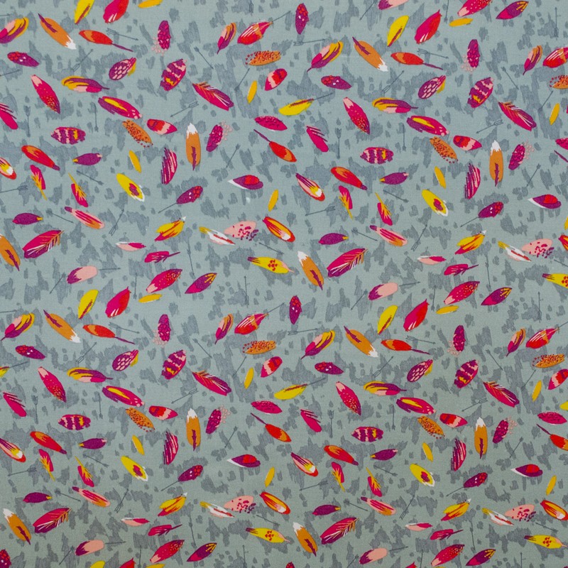 Crepe Viscose Feathers Grey - Ribes y Casals