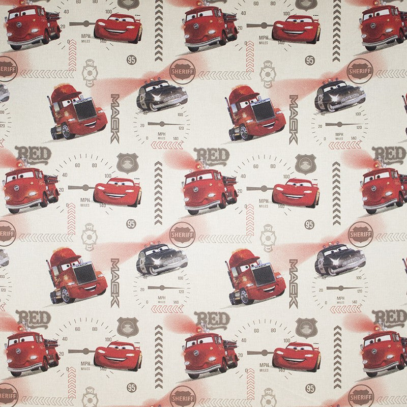 Fabric Disney Cars Ecru - Ribes y Casals