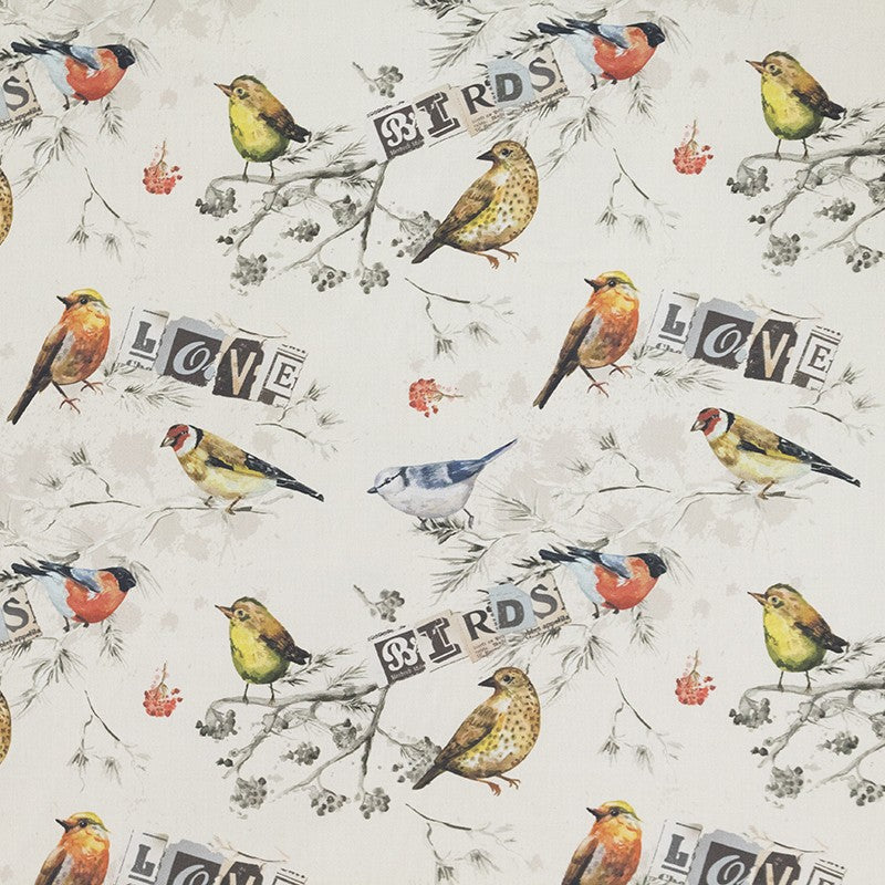 Cotton Printed Fabric Birds Ecru - Ribes y Casals