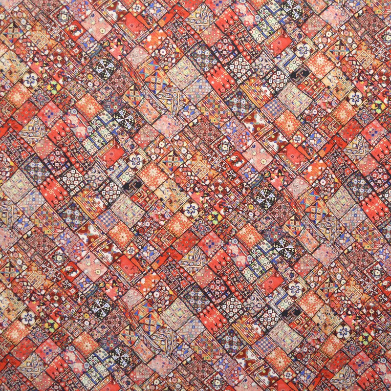 Red Patchwork Printed Cotton Fabric - Ribes y Casals
