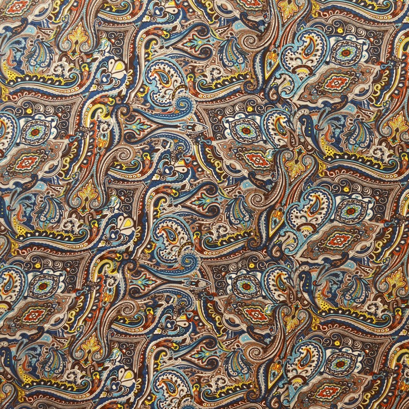 Matte Satin Fabric Paisley Print Turquoise - Ribes y Casals