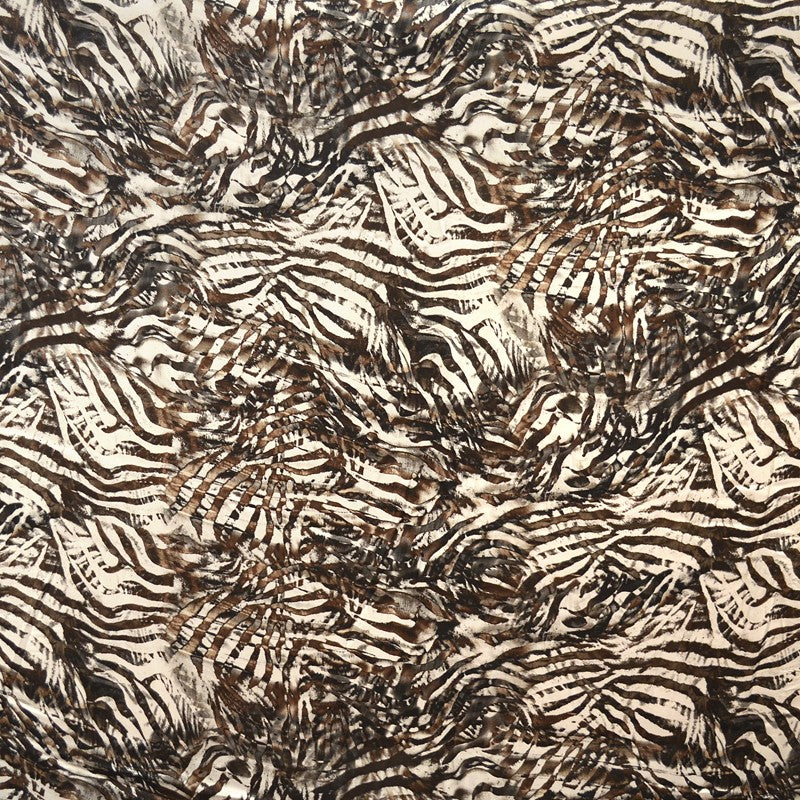 Matte Satin Foliage Print Fabric Chocolate Brown - Ribes y Casals