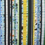 Turquoise Stripes Printed Satin Fabric - Ribes y Casals