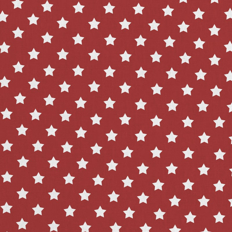 Fabric White Star Red Background - Ribes y Casals