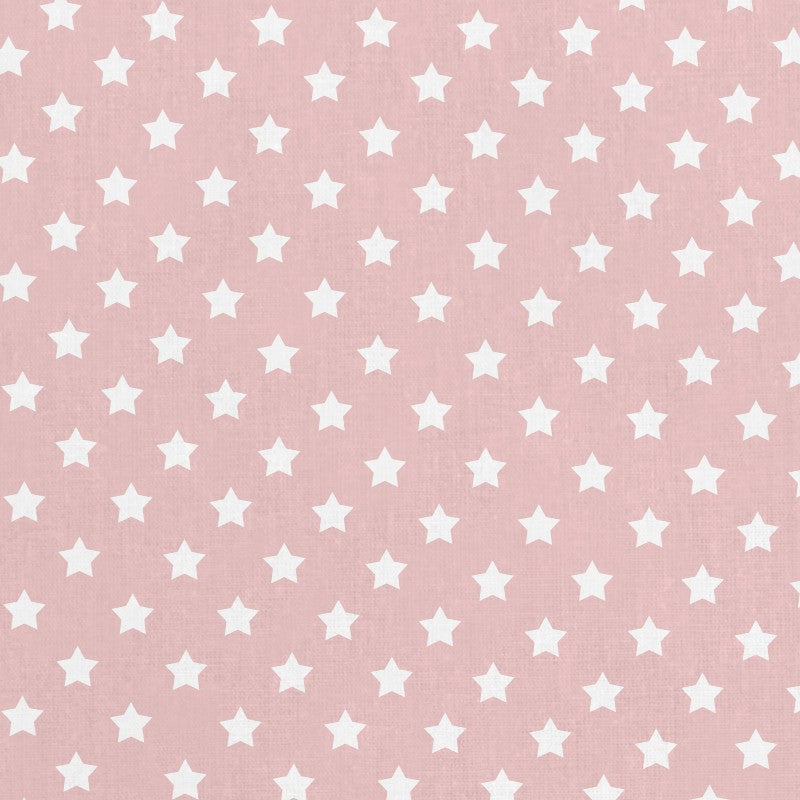 Fabric White Star Pale Pink Background - Ribes y Casals