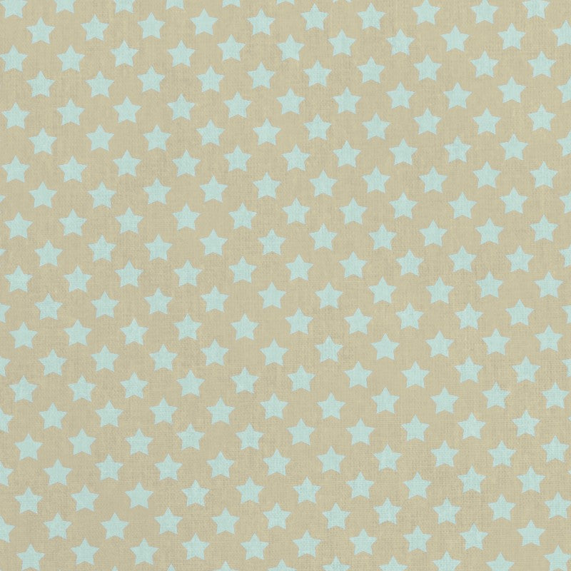 Fabric Sky Blue Star Beige Background - Ribes y Casals