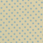 Fabric Light Blue Star Beige Background - Ribes y Casals
