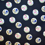 Fabric with Flowers Flamenco Dots Black Background - Ribes y Casals