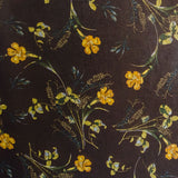 Tela Gasa Flores Fondo Marrón Chocolate - Ribes y Casals