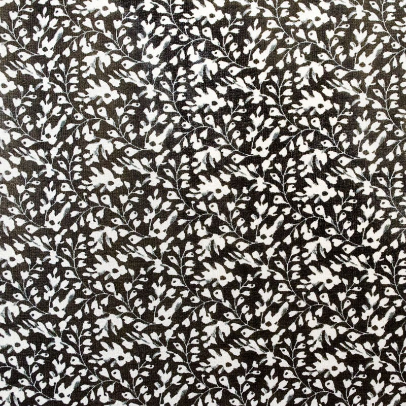 Tela Gasa Hojas Blancas Fondo Negro - Ribes y Casals