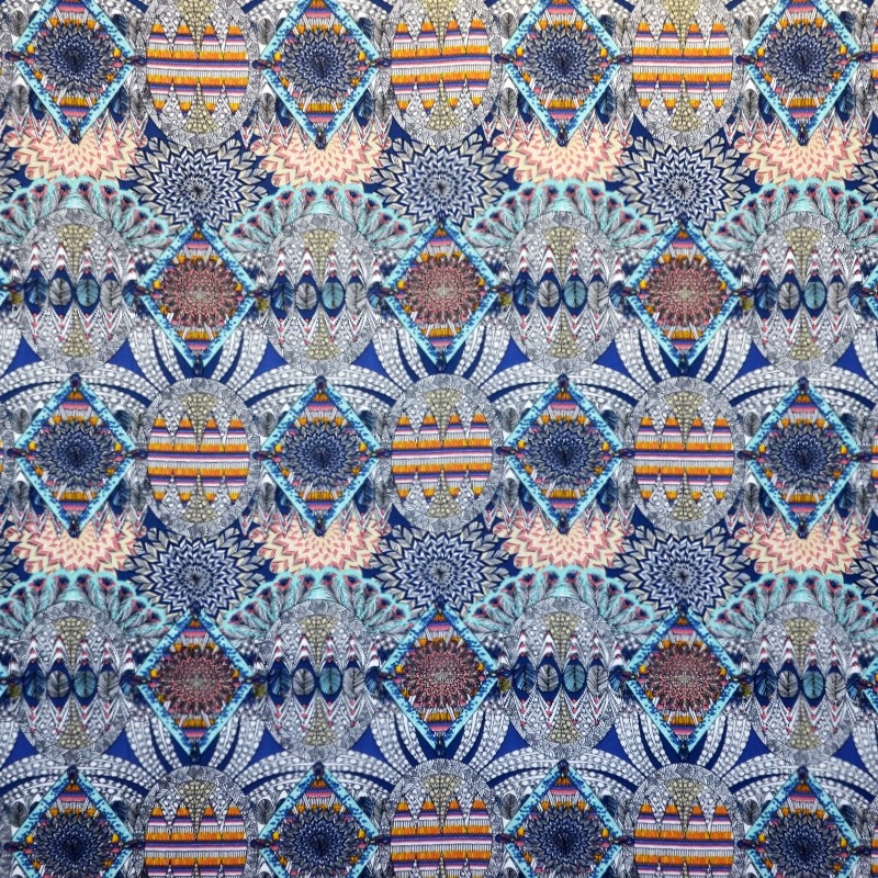 Georgette Aztec Strong Blue Background - Ribes y Casals