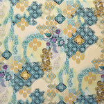 Tela Crepe Estampada Flor Pequeña Oriental Verde - Ribes y Casals