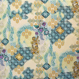 Tela Crepe Estampada Flor Pequeña Oriental Verde - Ribes y Casals