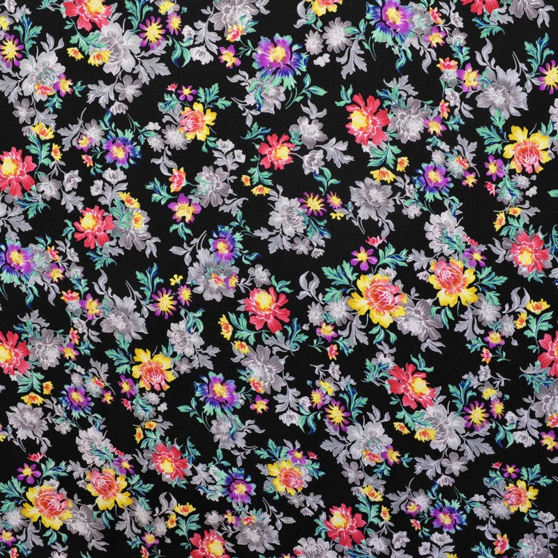 Tela Crepe Estampada Flor Pequeña Oriental Verde - Ribes y Casals